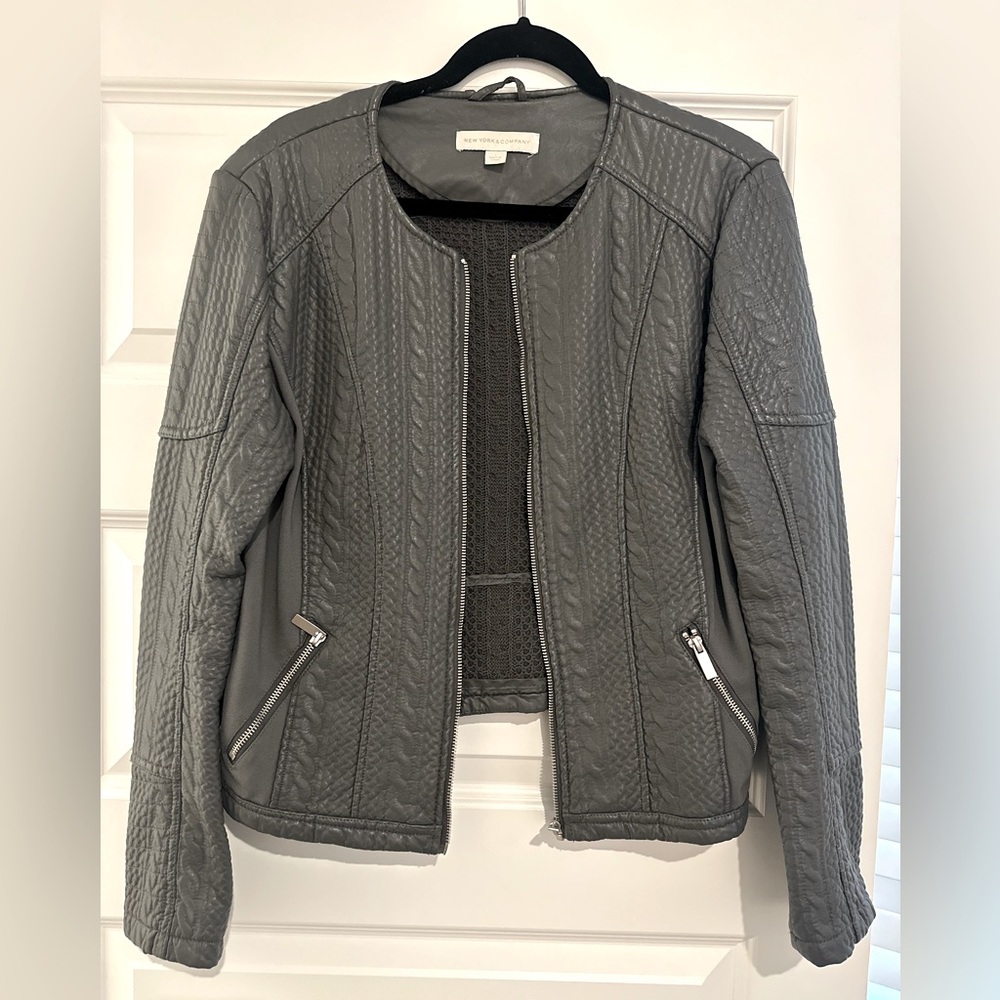 New York and Co- Gray Leather Jacket